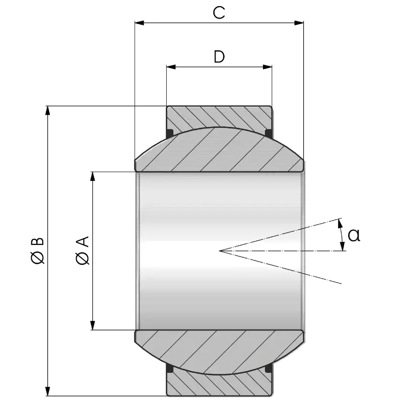 Gömbcsapágy - GE..FW 2RS rajz
