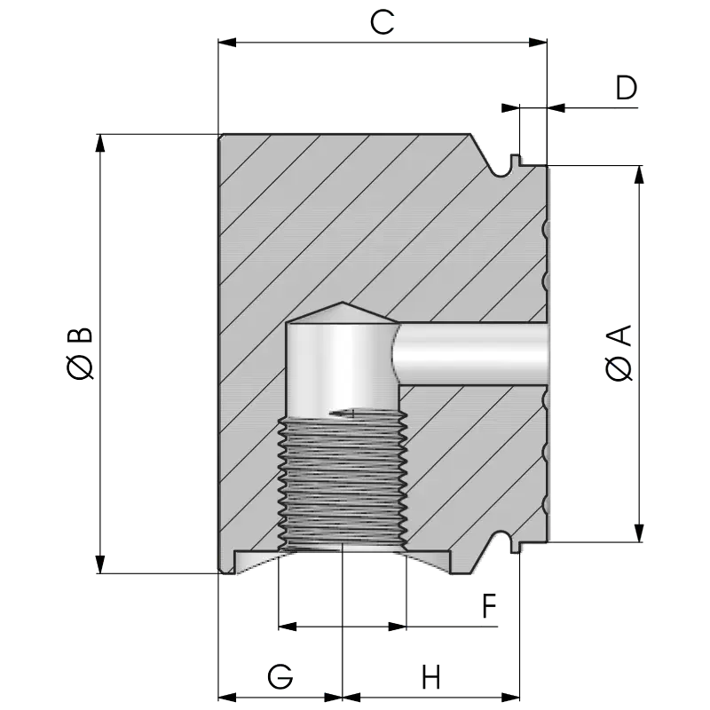 Hengerfenék - hátsó olajbevezetéssel rajz