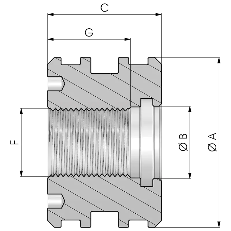 Dugattyú - menetes PDH rajz