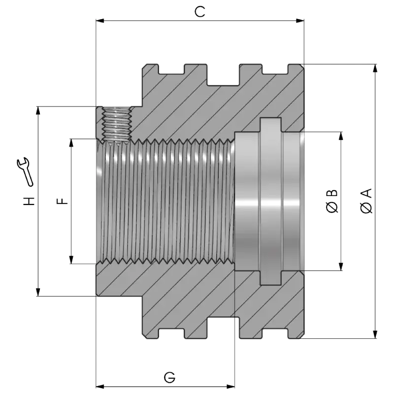 Dugattyú - menetes vezetővel rajz